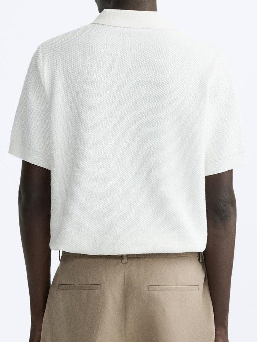 Klassisches gestricktes Poloshirt in WeiĂź - Image 3