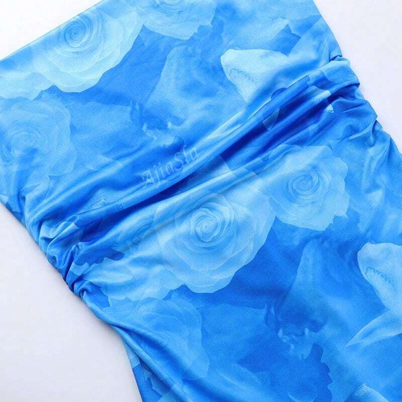 Langes Sommerkleid mit Aquarelldruck und Spaghettiträgern - Image 8