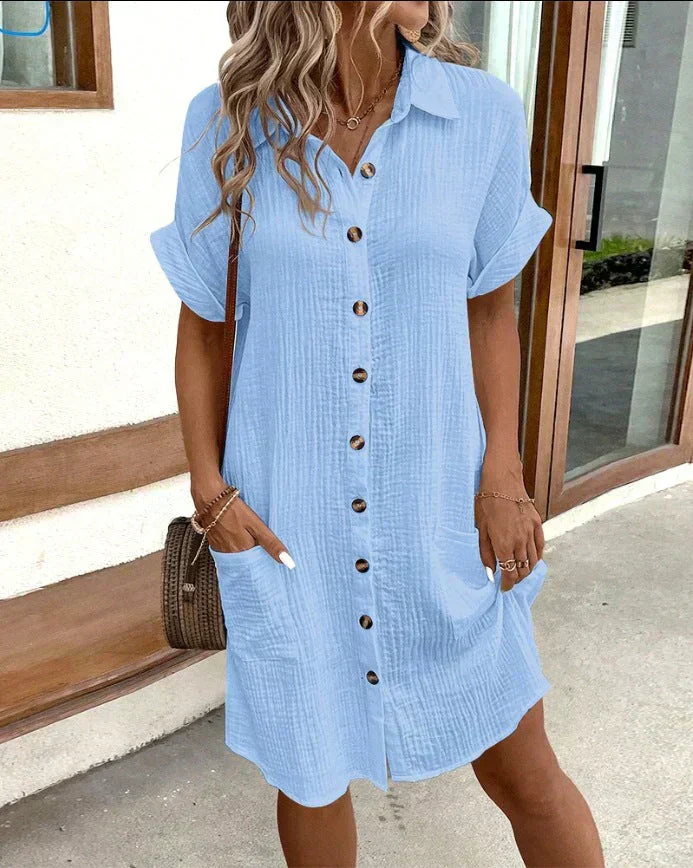 Leichtes Baumwollhemdkleid mit Knopfleiste – Lässig & Sommerlich - Image 3