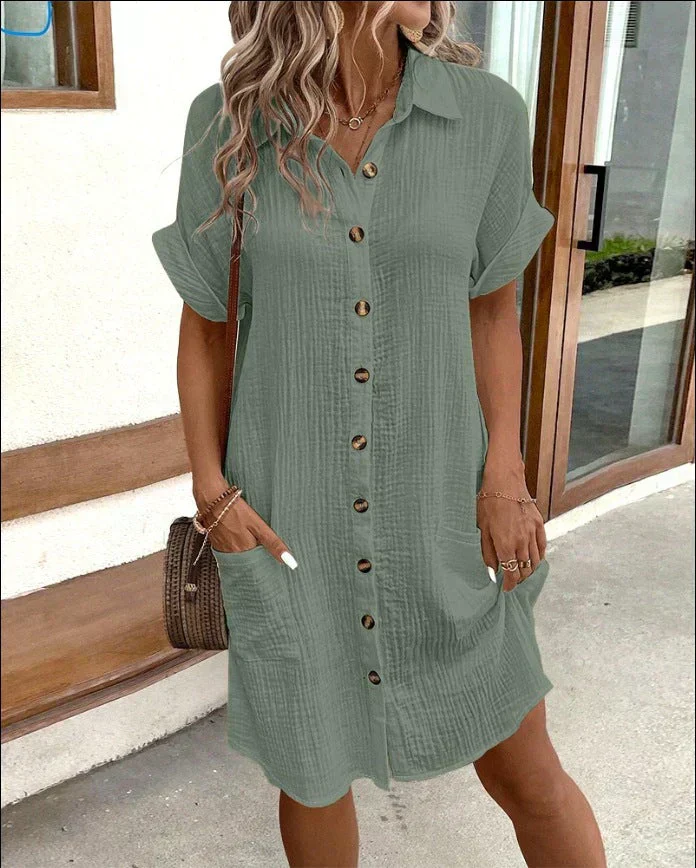 Leichtes Baumwollhemdkleid mit Knopfleiste – Lässig & Sommerlich - Image 4