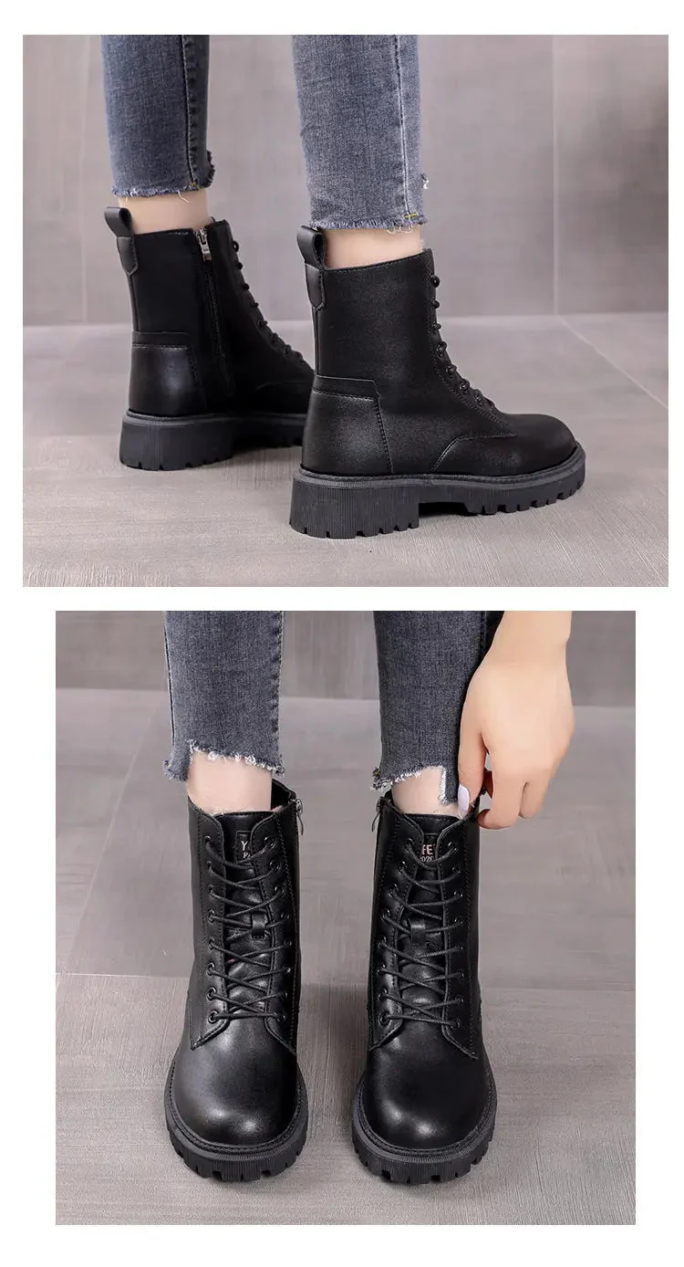 Lia | Schwarze gefütterte Schnürschuhe mit Profilsohle - Image 4