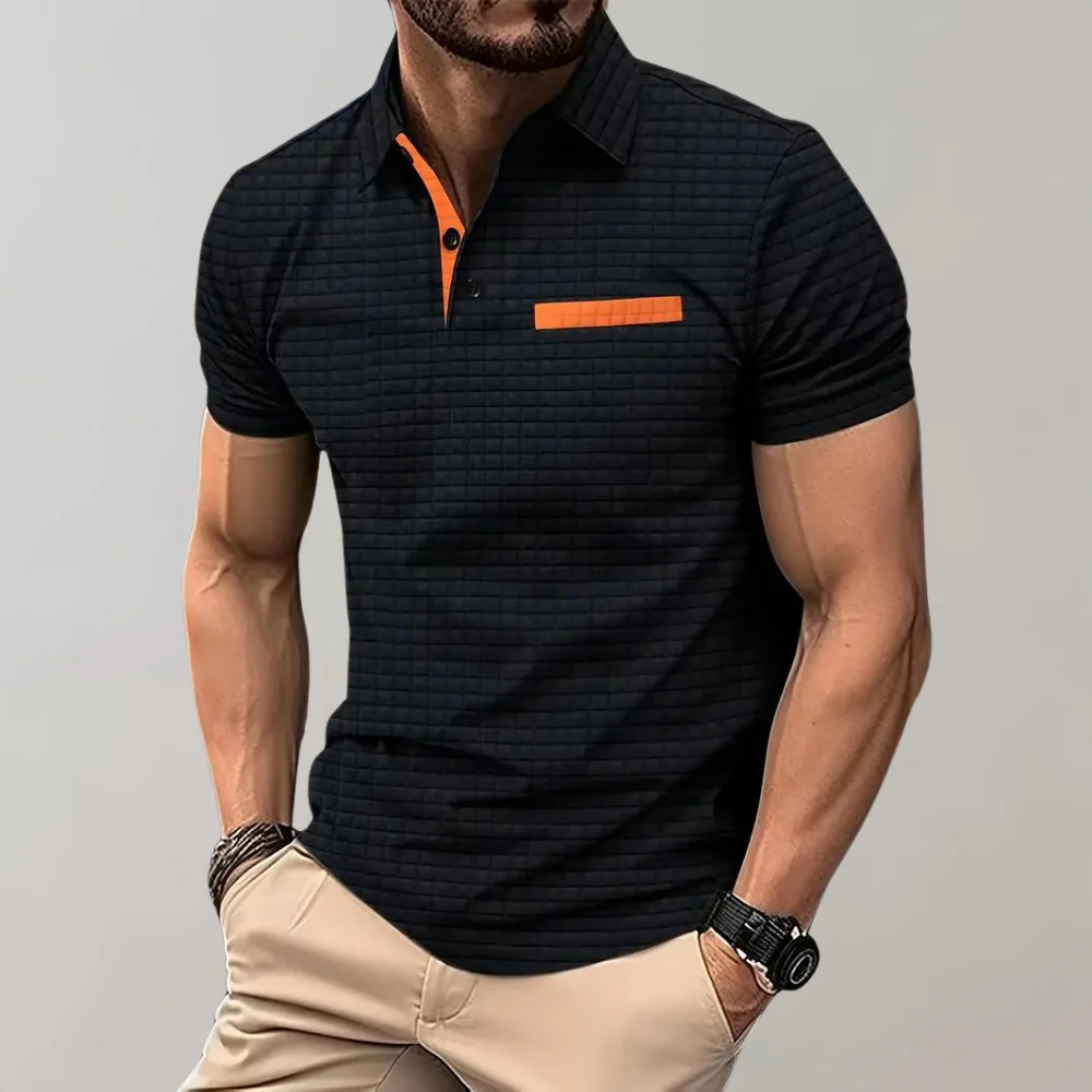 Liam | Waffelstruktur Poloshirt mit auffälliger Kontrastfarbe - Image 3