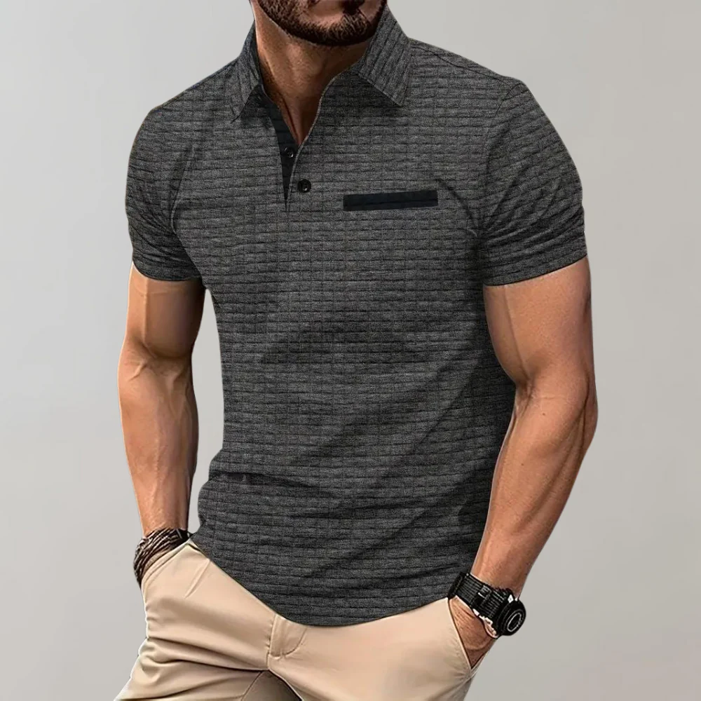 Liam | Waffelstruktur Poloshirt mit auffälliger Kontrastfarbe - Image 4