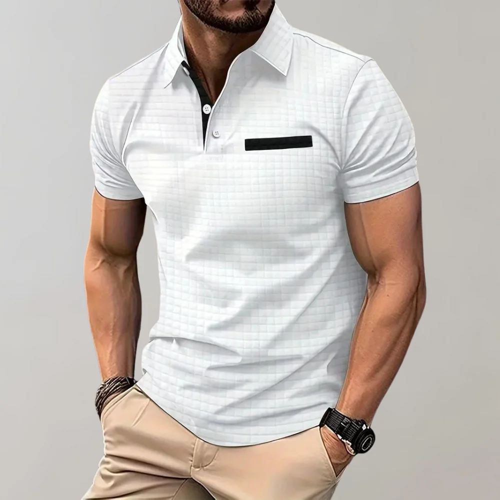 Liam | Waffelstruktur Poloshirt mit auffälliger Kontrastfarbe - Image 5