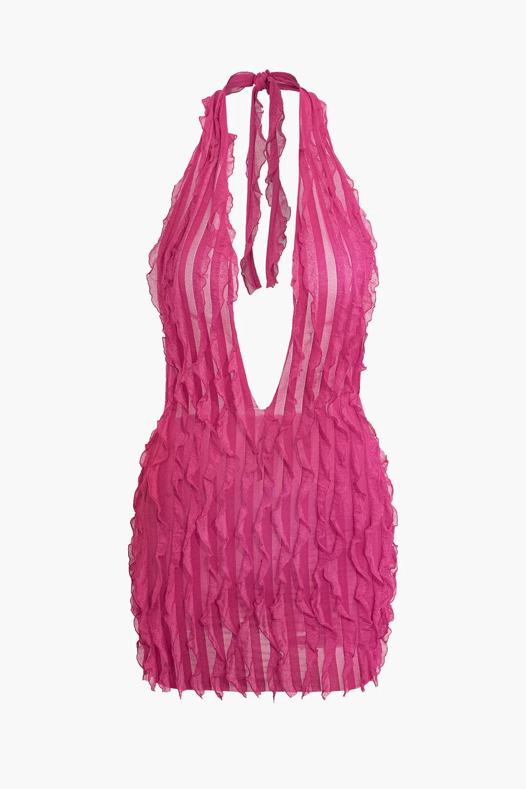Liana | Sexy Transparente Mini-Kleid mit Falten & Tiefem Ausschnitt - Image 2