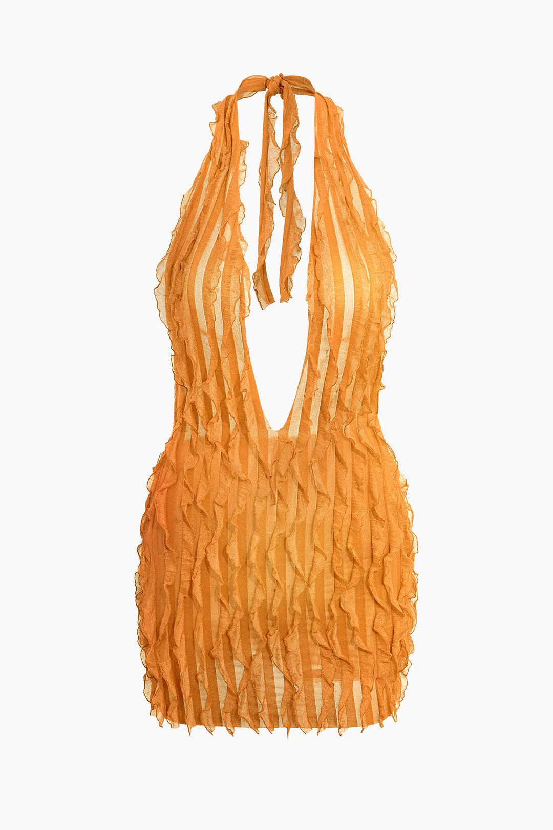 Liana | Sexy Transparente Mini-Kleid mit Falten & Tiefem Ausschnitt - Image 8