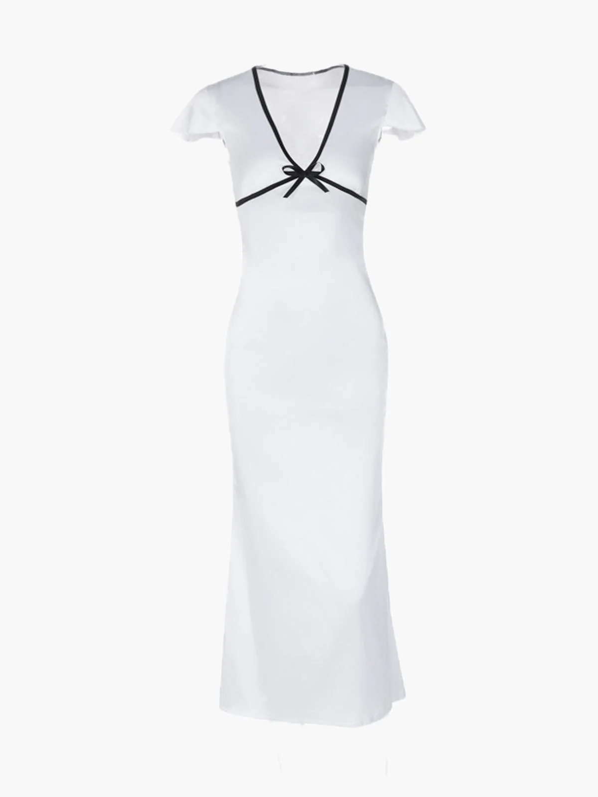 Liora | Figurbetonendes Midi-Kleid in Weiß mit Kontrastdetails - Image 5