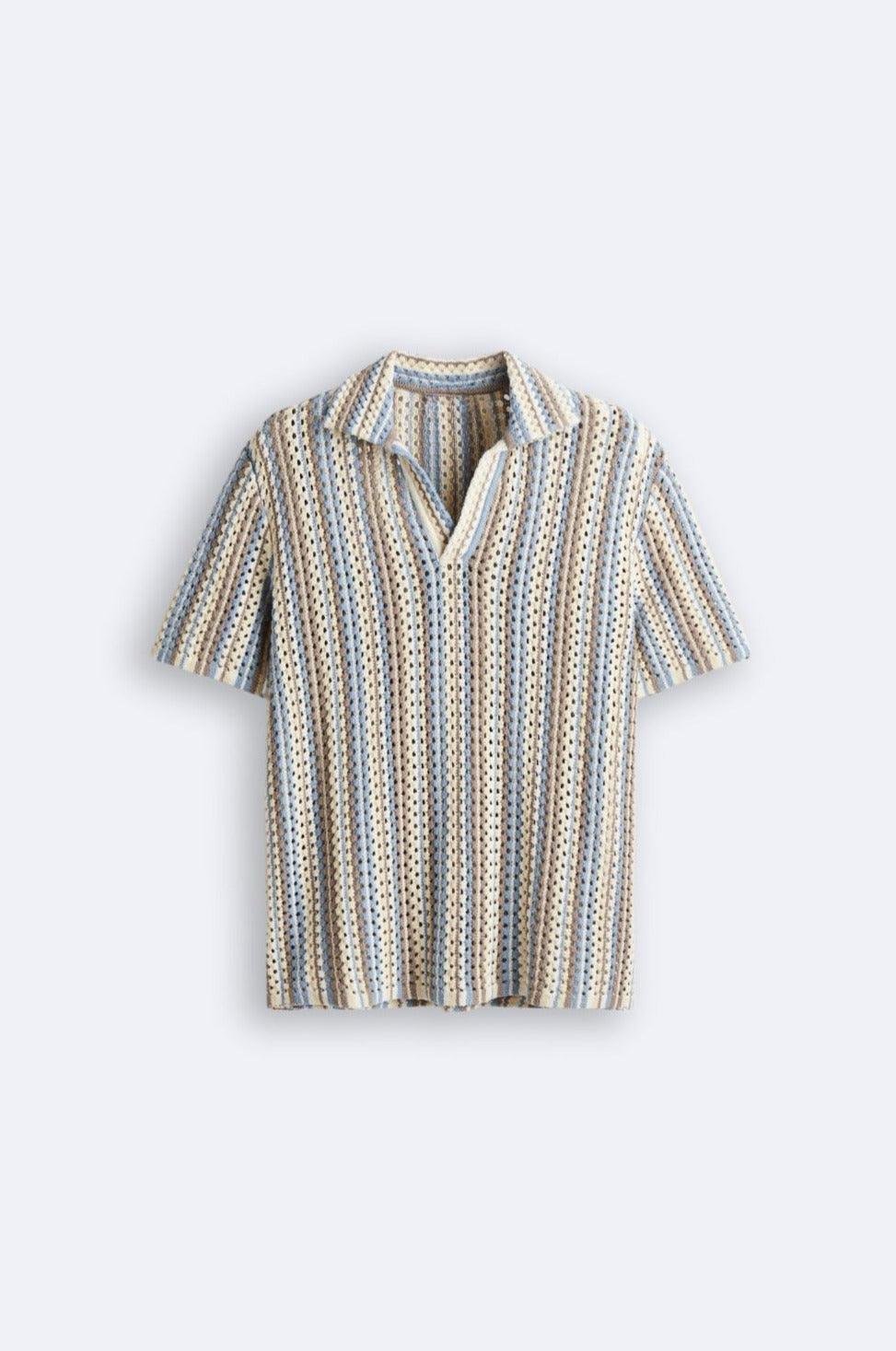 Luftige Häkel-Polo mit Streifenmuster