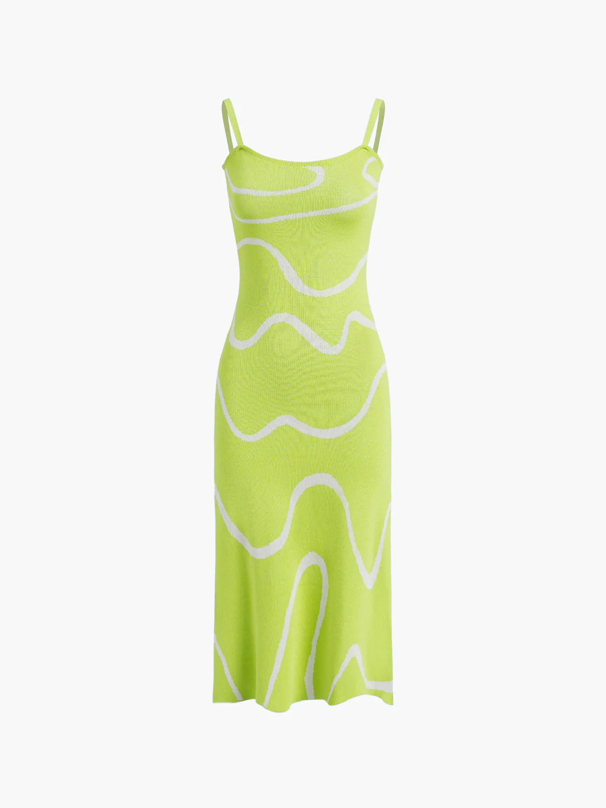 Maisie | Figurbetonendes Midikleid mit abstraktem Muster und zarten Spaghettiträgern - Image 11