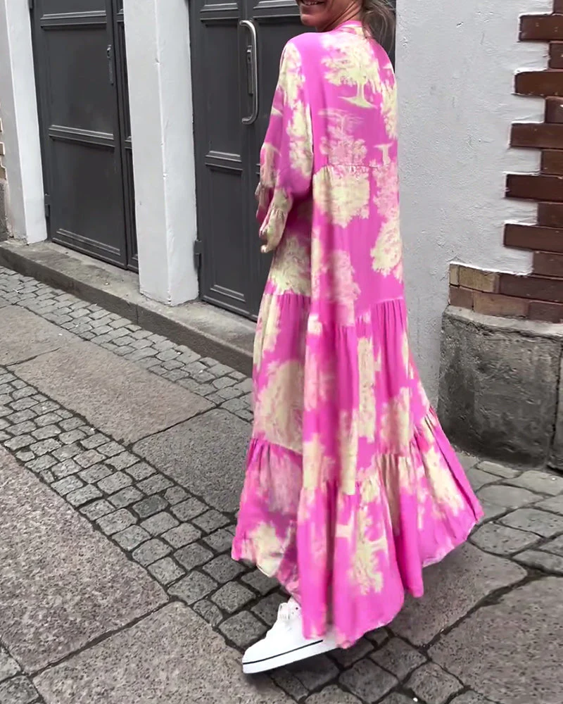 Maxi-Kleid mit Print, Volantärmeln & Stehkragen – Stylisch & Luftig - Image 10