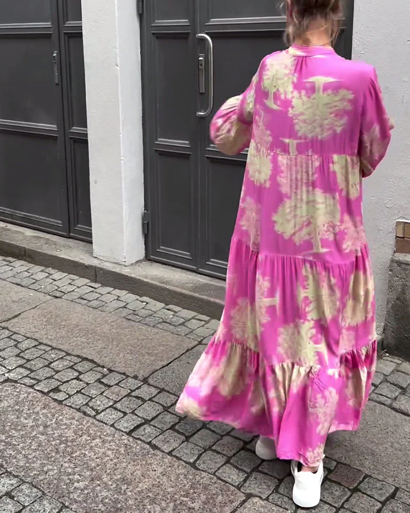 Maxi-Kleid mit Print, Volantärmeln & Stehkragen – Stylisch & Luftig - Image 9