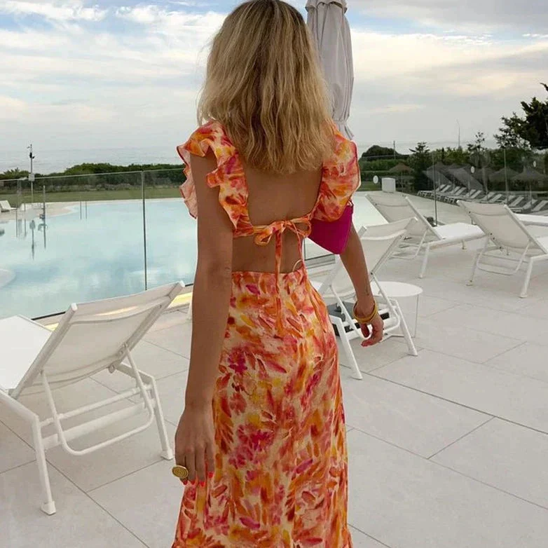 Maxi-Kleid mit Rüschen und Blumenmuster – stilvoller Sommerlook mit femininer Note - Image 2