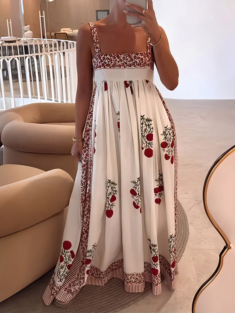 Maxi-Kleid mit Trägern im Boho-Stil & Empire-Schnitt – Blumenmuster & Luftig - Image 2