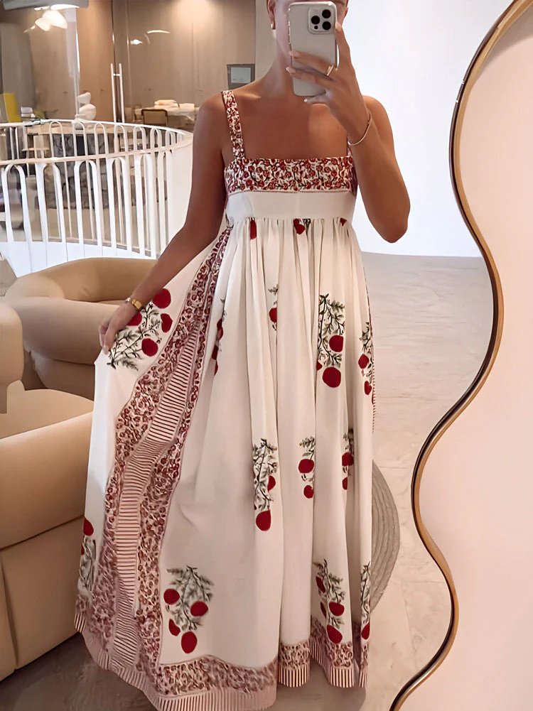 Maxi-Kleid mit Trägern im Boho-Stil & Empire-Schnitt – Blumenmuster & Luftig - Image 3