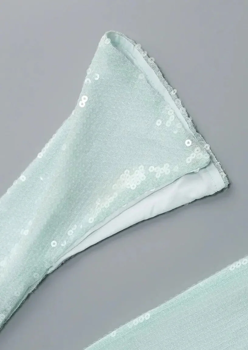 Maya | Spitze Front Lange Ärmel Mintgrüne Glitzer Kleid Damen - Image 16