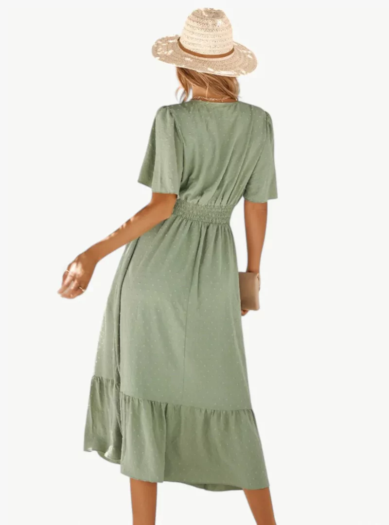 Midi-Sommerkleid mit V-Ausschnitt und Taillierung – Lässig & Weiblich - Image 6