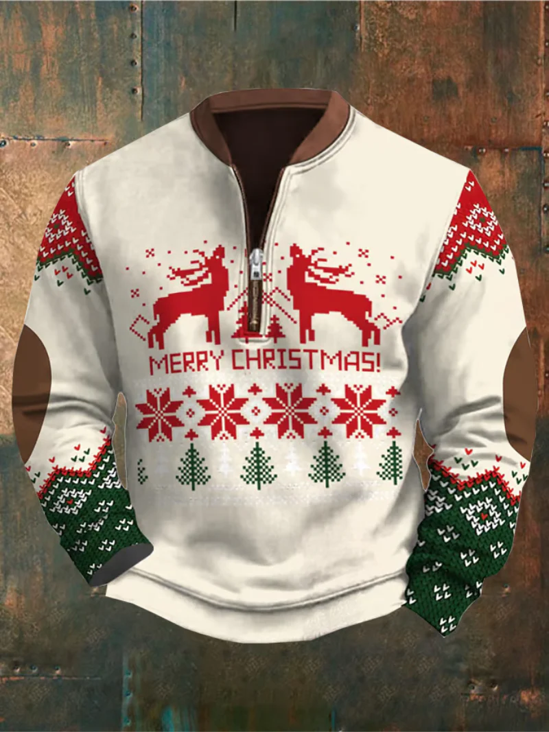 Noel - Weiße Weihnachtsstrickjacke mit Rentieren - Image 2