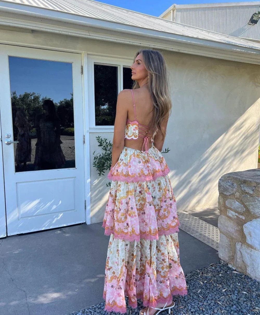 Odetta | Romantisches Blumen Maxikleid mit Spitzen-Details - Image 2