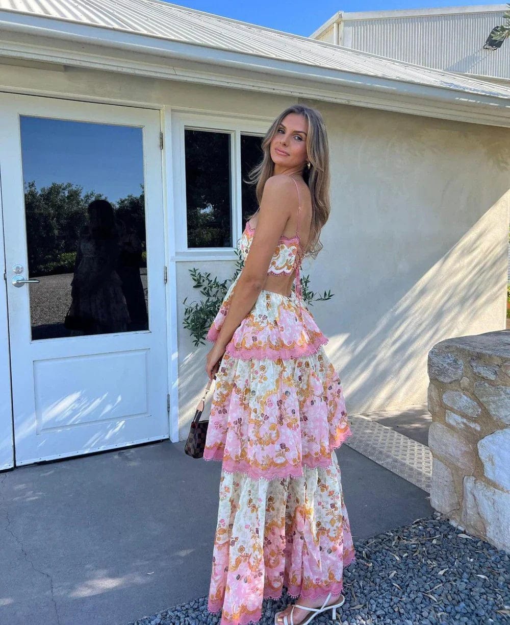 Odetta | Romantisches Blumen Maxikleid mit Spitzen-Details - Image 3