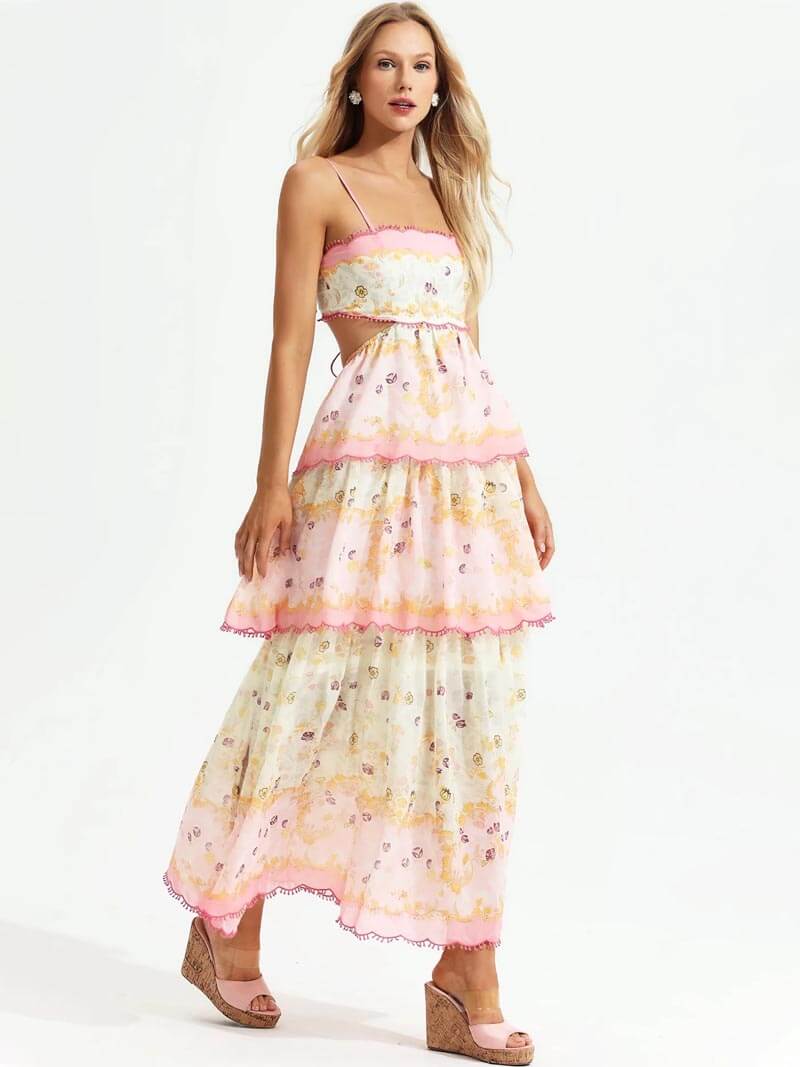 Odetta | Romantisches Blumen Maxikleid mit Spitzen-Details - Image 7