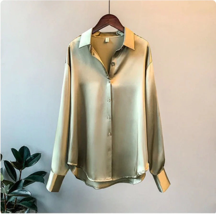 Olivia - Bluse aus luxuriösem Satin mit langen Ärmeln - Image 3