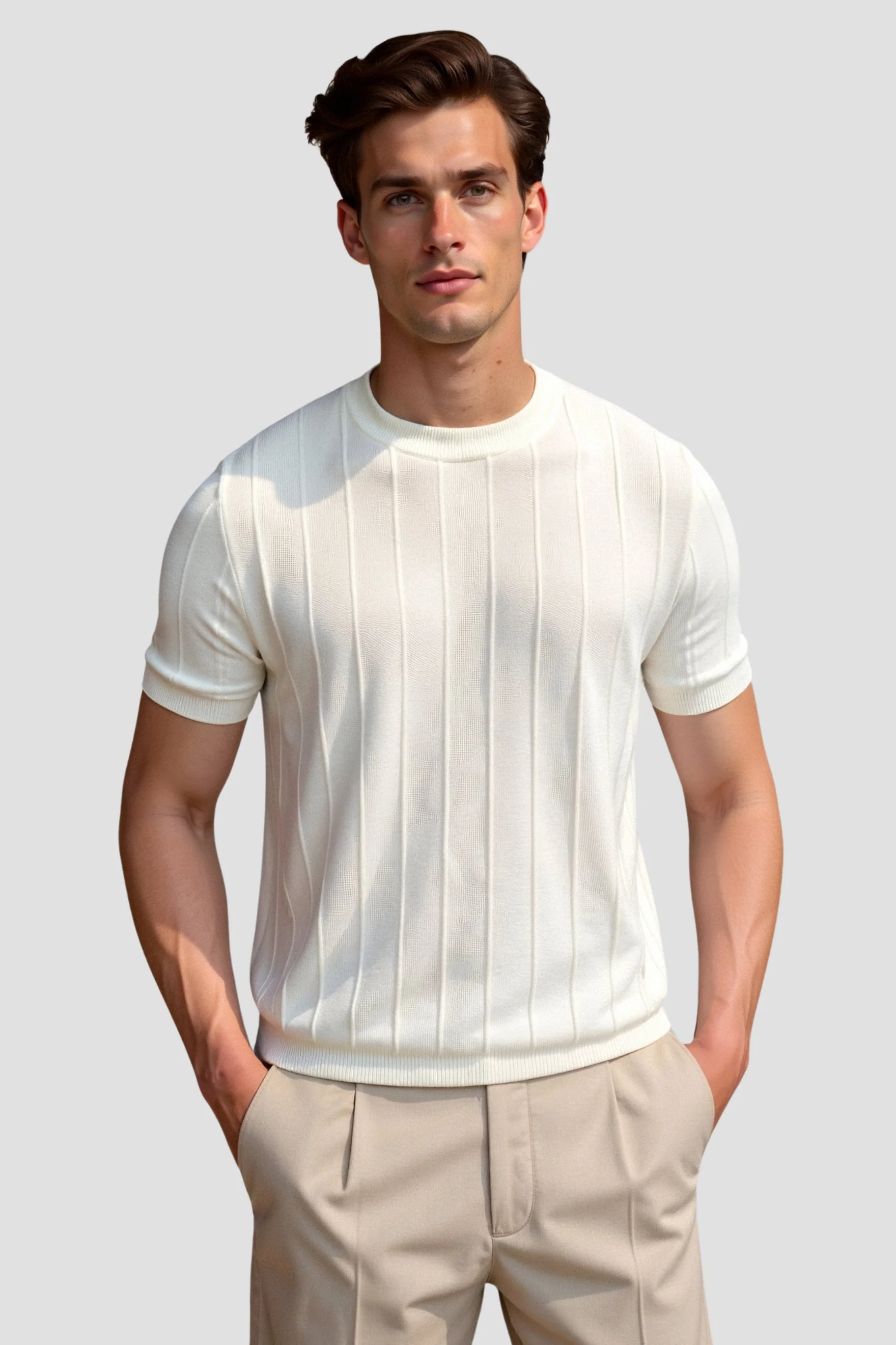 Oude Geld Classic Heavy O-Hals Gestreiftes T-Shirt - Image 2
