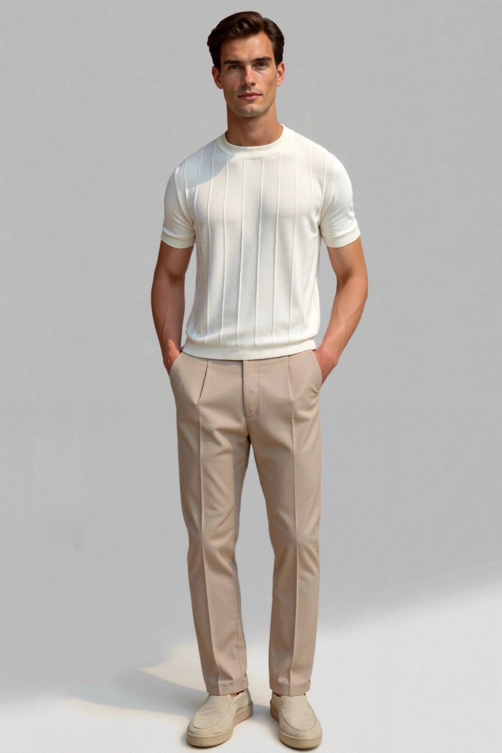 Oude Geld Classic Heavy O-Hals Gestreiftes T-Shirt - Image 3