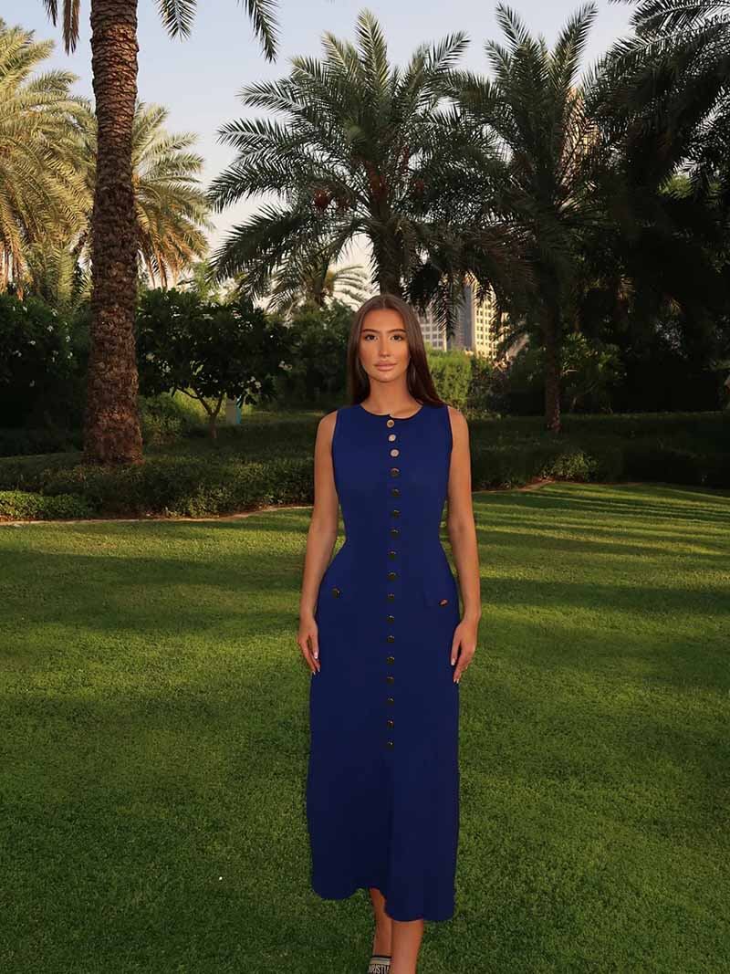 Rosamund | Elegantes Knopfdetailliertes ärmelloses Maxikleid – Zeitlose Klasse & Raffinesse - Image 6
