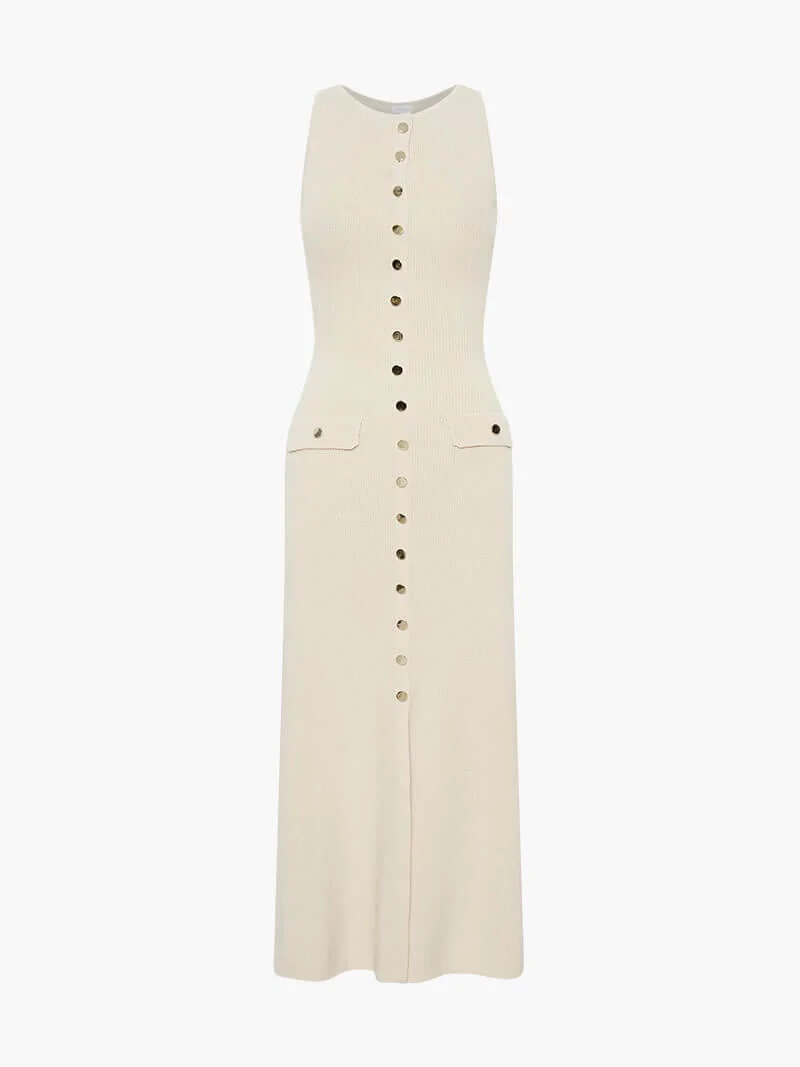 Rosamund | Elegantes Knopfdetailliertes ärmelloses Maxikleid – Zeitlose Klasse & Raffinesse - Image 8