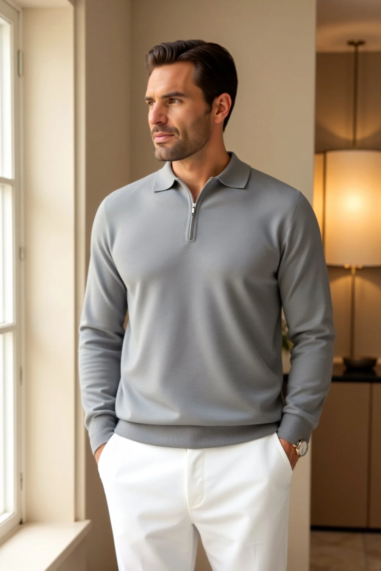 Stefano – Elegante Herren-Polo mit Reißverschluss - Image 3