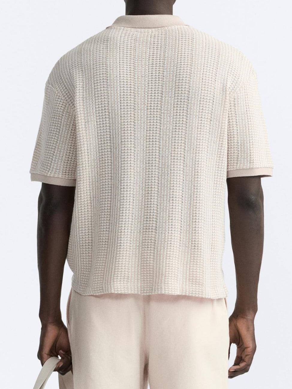 Strukturiertes Strickpoloshirt mit Reißverschluss - Image 3