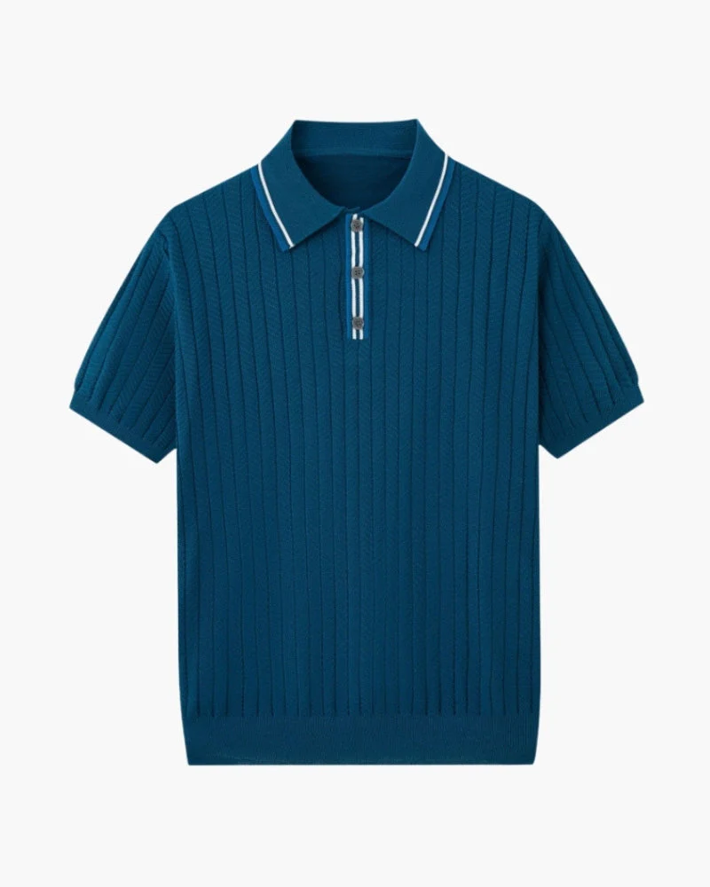Theo | Sommer Strick Poloshirt mit Kontrastkragen - Image 4