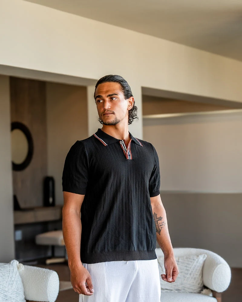 Theo | Sommer Strick Poloshirt mit Kontrastkragen - Image 5