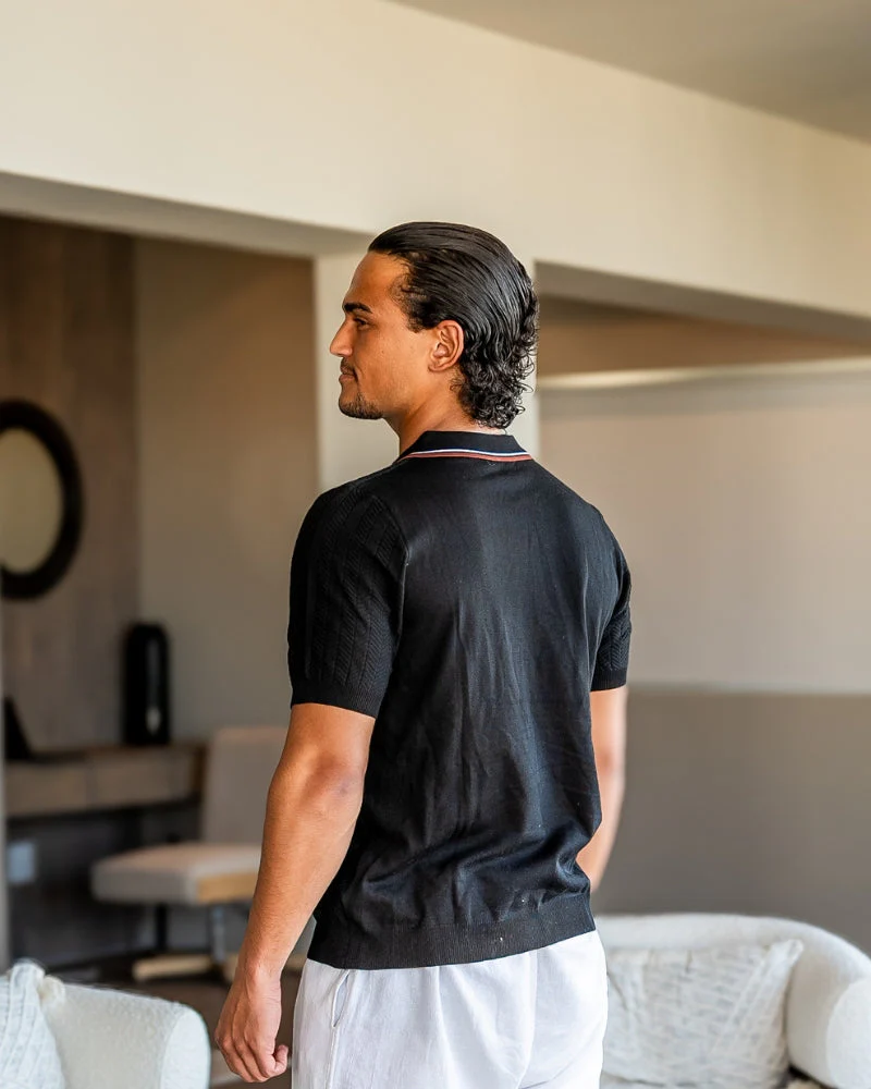 Theo | Sommer Strick Poloshirt mit Kontrastkragen - Image 6