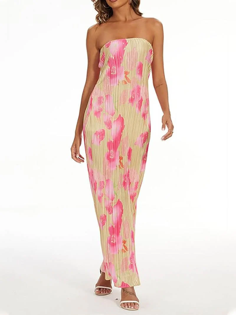 Theresia | Blumenprint Bandeau Maxikleid - stilvoll & feminin - Image 2