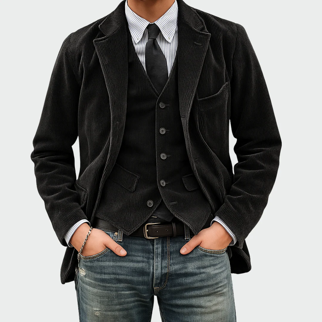 Tommy™ | 2-teiliges Set: Blazer und Weste aus Samt - Image 2