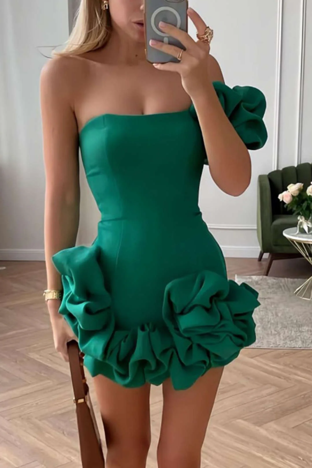 Valeria | Ein-Schulter Bodycon Rüschenskleid – Elegante Raffinesse mit verspieltem Touch