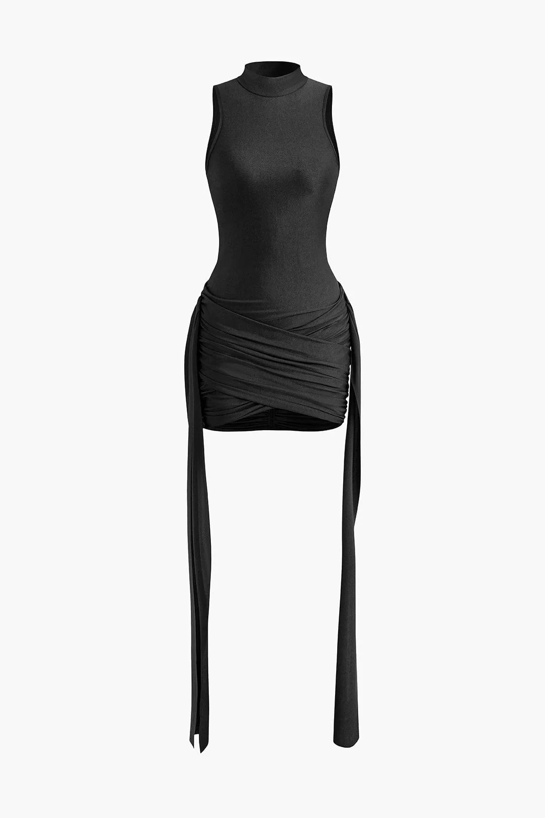 Vera | Elegantes High-Neck Bodycon Minikleid mit Drapierung - Image 3
